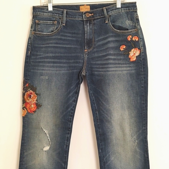 Sundance Driftwood Audrey Embroidered Distressed Jeans, Size 32 / women's 12 - Picture 2 of 13